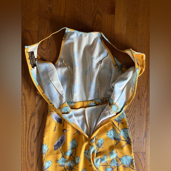 Varun Bahl Warbler Ruffle Jumpsuit Yellow Motif Anthropologie size 0 - Picture 9 of 16